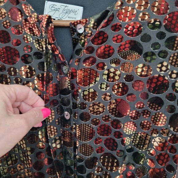 Ego Trippin Multicolor Velvet Maxi Dress Size XXS Long Sleeve Witchy Whimsigoth - Picture 4 of 11